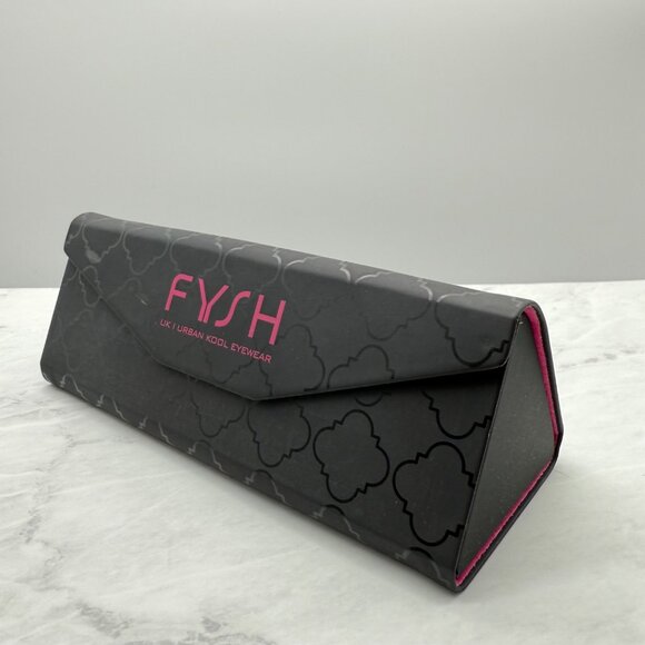 Fysh UK Urban Kool Eyewear Eyeglass Case Black Pink Magnetic Tri Fold w/ Cloth - Picture 2 of 8